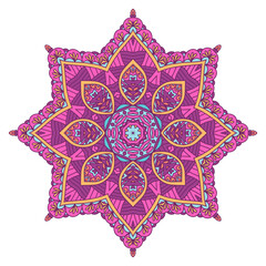 Abstract ethnic tiled seamless mandala star pattern ornamental. abstract pattern with star and geometric sketchy lines and triangles