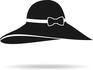 Women's hat icon, black vintage women's hat. Cartoon illustration, vector.