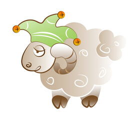 Lamb in a jester hat