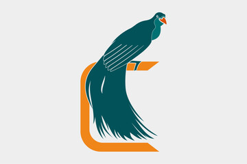 The bird of paradise logo perched on the letter C