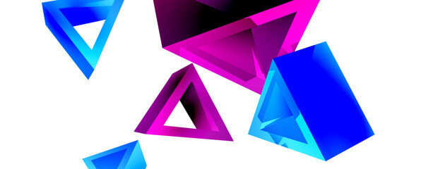 3d triangle abstract background. Basic shape technology or business concept composition. Trendy techno business template for wallpaper, banner, background or landing
