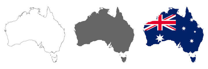 Highly detailed Australia map with borders isolated on background