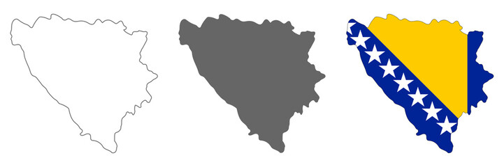 Highly detailed Bosnia and Herzegovina map  with borders isolated on background