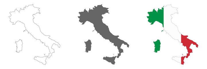 Highly detailed Italy map with borders isolated on background