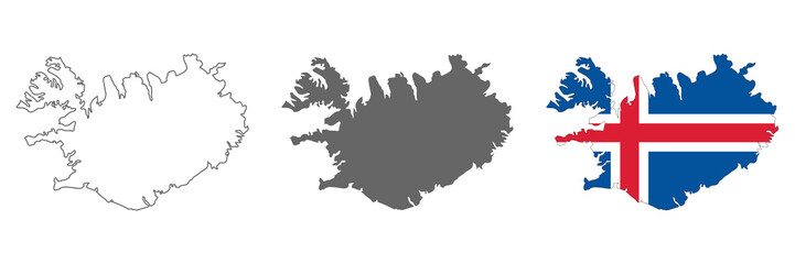 Highly detailed Iceland map with borders isolated on background - obrazy, fototapety, plakaty