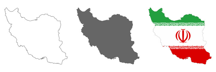 Highly detailed Iran map with borders isolated on background