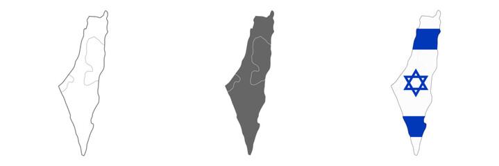Highly detailed Israel map with borders isolated on background