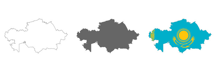 Obraz premium Highly detailed Kazakhstan map with borders isolated on background