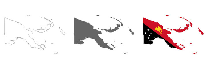 Highly detailed Papua New Guinea map with borders isolated on background