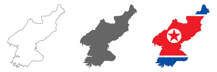 Obraz premium Highly detailed North Korea map with borders isolated on background