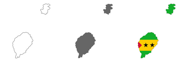 Highly detailed Sao Tome and Principe map with borders isolated on background