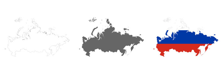Highly detailed Russian Federation map with borders isolated on background
