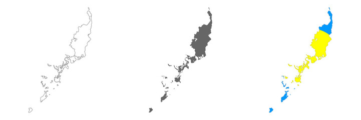 Highly detailed Republic of Palau map with borders isolated on background