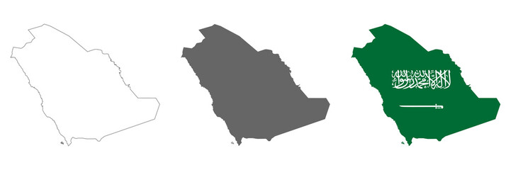 Highly detailed Saudi Arabia map with borders isolated on background