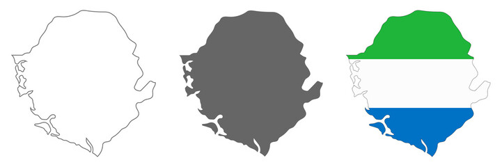 Highly detailed Sierra Leone map with borders isolated on background