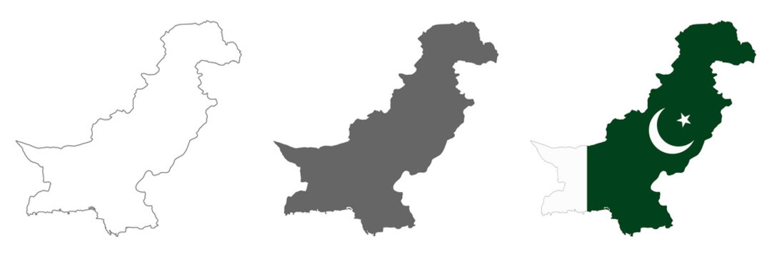 Highly detailed Pakistan map with borders isolated on background