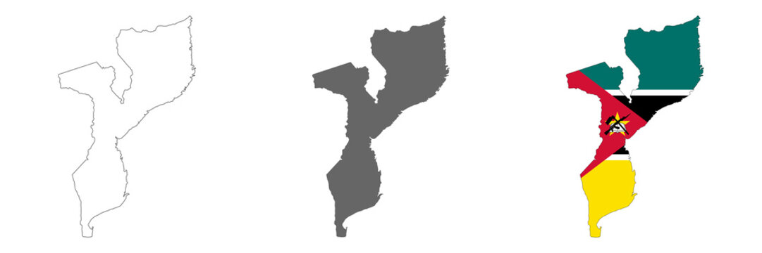 Highly detailed Mozambique map with borders isolated on background