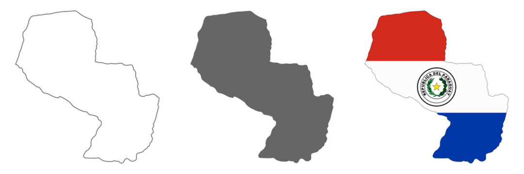 Highly detailed Paraguay map with borders isolated on background