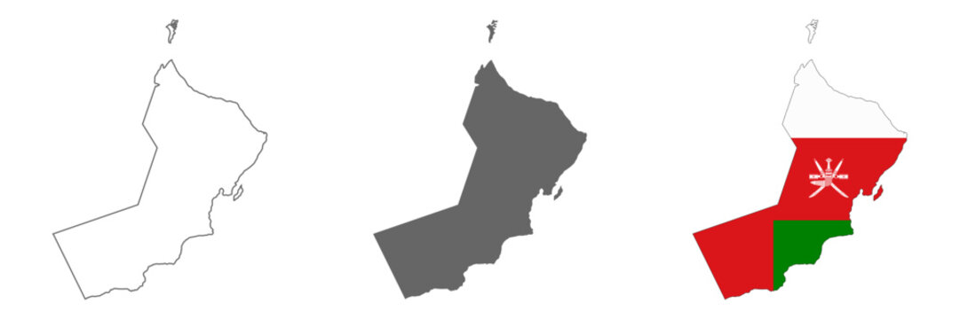Highly detailed Sultanate of Oman map with borders isolated on background