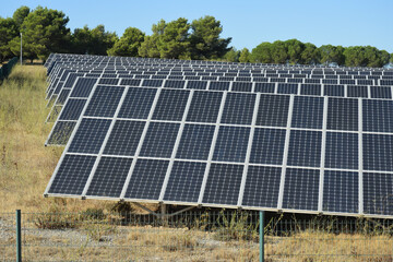 Parc d'énergies renouvelables : panneaux photovoltaïques.