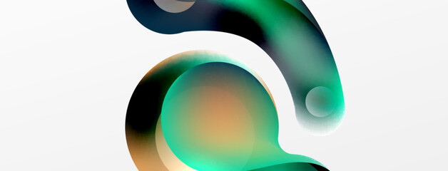 Fluid abstract background, round shapes and circle flowing design for wallpaper, banner, background or landing
