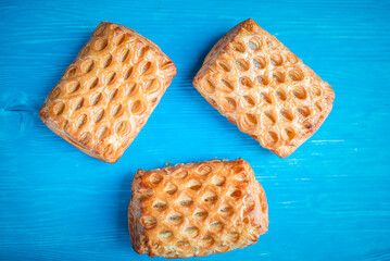 Delicious fresh organic homemade pastries close-up. There is artistic noise.