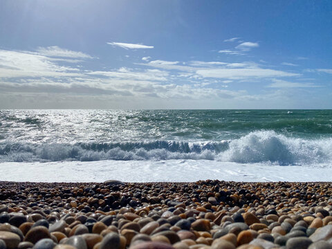waves crashing on rocks