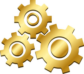 3d gear icon with gold color