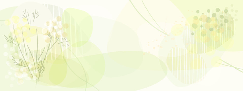 Natural background in soft green tones with yellow shapes and space for text in the center. 