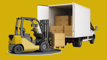 Naklejka premium 3d visualization transport delivery illustration
