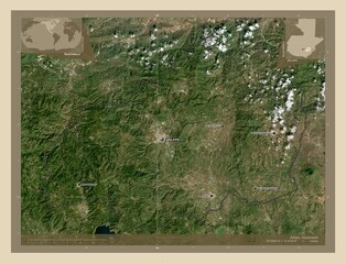 Jalapa, Guatemala. High-res satellite. Labelled points of cities