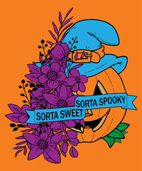 Sorta Spooky Sorta Sweet Flower Pumpkin T Shirt, Halloween Flower Shirt, Happy Halloween Pumpkin Shirt Print Template