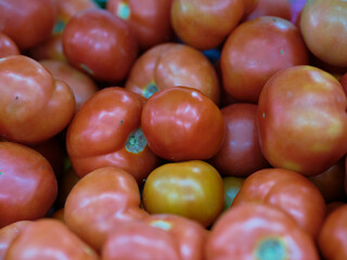 Ripe delicious tomatoes at the local market