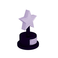 3D Rendering trophy cinema black and purple