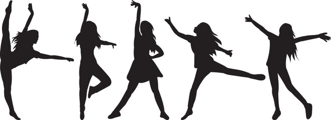 women dancing silhouette on white background