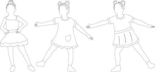 children dancing, disco sketch ,outline isolated vector