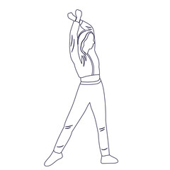 woman dancing, disco sketch ,contour isolated vector
