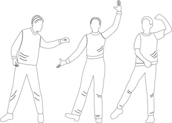 people dancing, disco sketch ,outline isolated