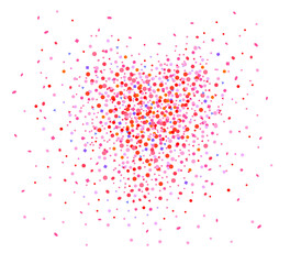 Heart from confetti on isolated white. Holiday colorful background from geometric elements. Festive pattern for banners, posters and flyers. Greeting cards. Doodle for design and business