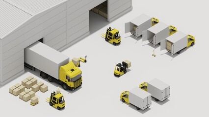 3d rendering transport delivery isometric