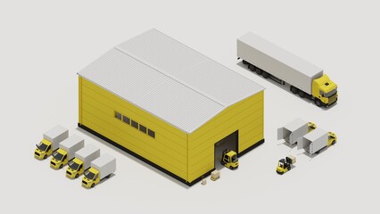 3d rendering transport delivery isometric