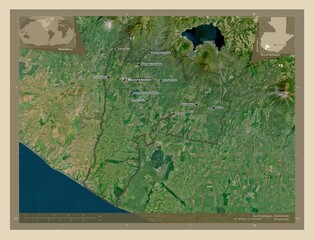 Suchitepequez, Guatemala. High-res satellite. Labelled points of cities