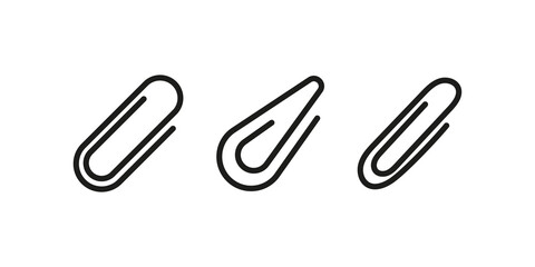 Clip vector icon. Clamp for paper pages symbol collection. Stationery tool set.