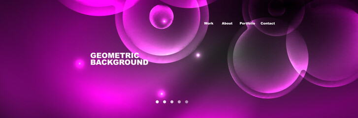 Neon glowing bubbles, circles magic energy space light concept, abstract background wallpaper design