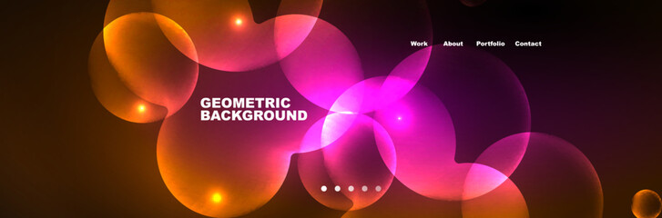Neon glowing bubbles, circles magic energy space light concept, abstract background wallpaper design