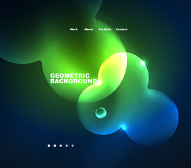 Neon glowing bubbles, circles magic energy space light concept, abstract background wallpaper design