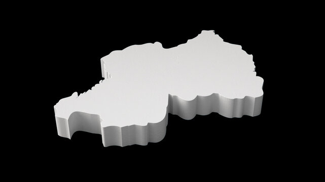 Rwanda 3D map Geography Cartography and topology map 3D illustration