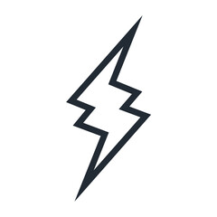 Lightning icon vector isolated on white background line style for wireless charging, electricity power symbol, thunder logo, high voltage sign, poster, t shirt. Flash light sign 10 eps