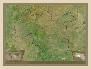 Mamou, Guinea. High-res satellite. Labelled points of cities