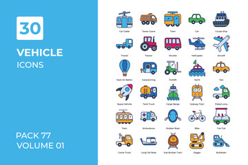 Vehicle icons collection.